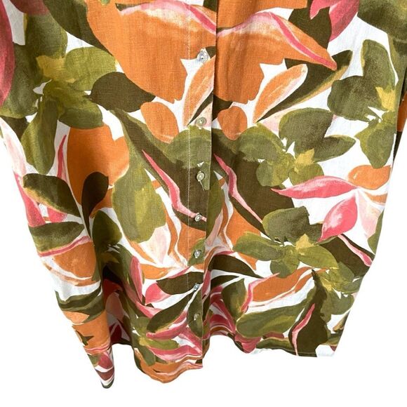 Tahari 100% Linen Floral Patterned Polo Shirt Dress in Size Large - Picture 11 of 13